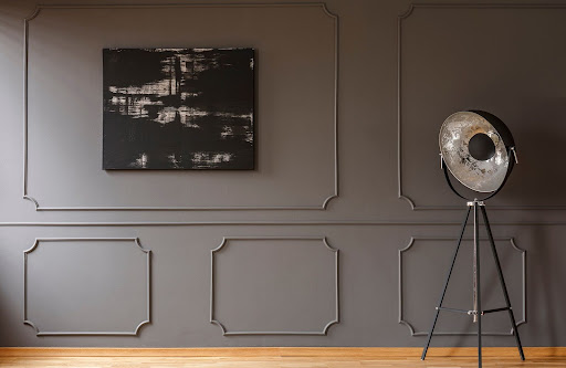 gray wall with black painting | types of paint finishes