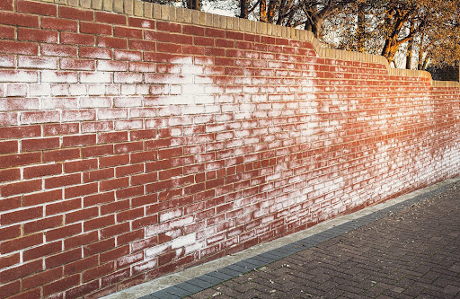 brick with white stains | painted brick walls